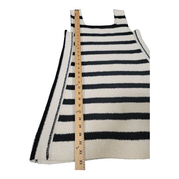 Zara Black and White Short Dress Knitted‎ Sleeveless Square Neck Women's Medium - Picture 3 of 7